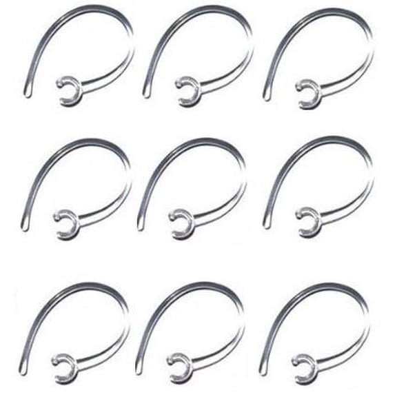 Universal Small Clamp Bluetooth Ear Hook Loop Clip Replacement - Set of 9 Clear