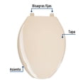thumbnail image 3 of Foset AWC-45H, Asiento para WC fabricado en polipropileno, 45 cm, hueso, 3 of 4