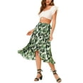 thumbnail image 2 of INSPIRE CHIC Women's Floral Tropical Boho Midi Wrap Skirt M Black, 2 of 8