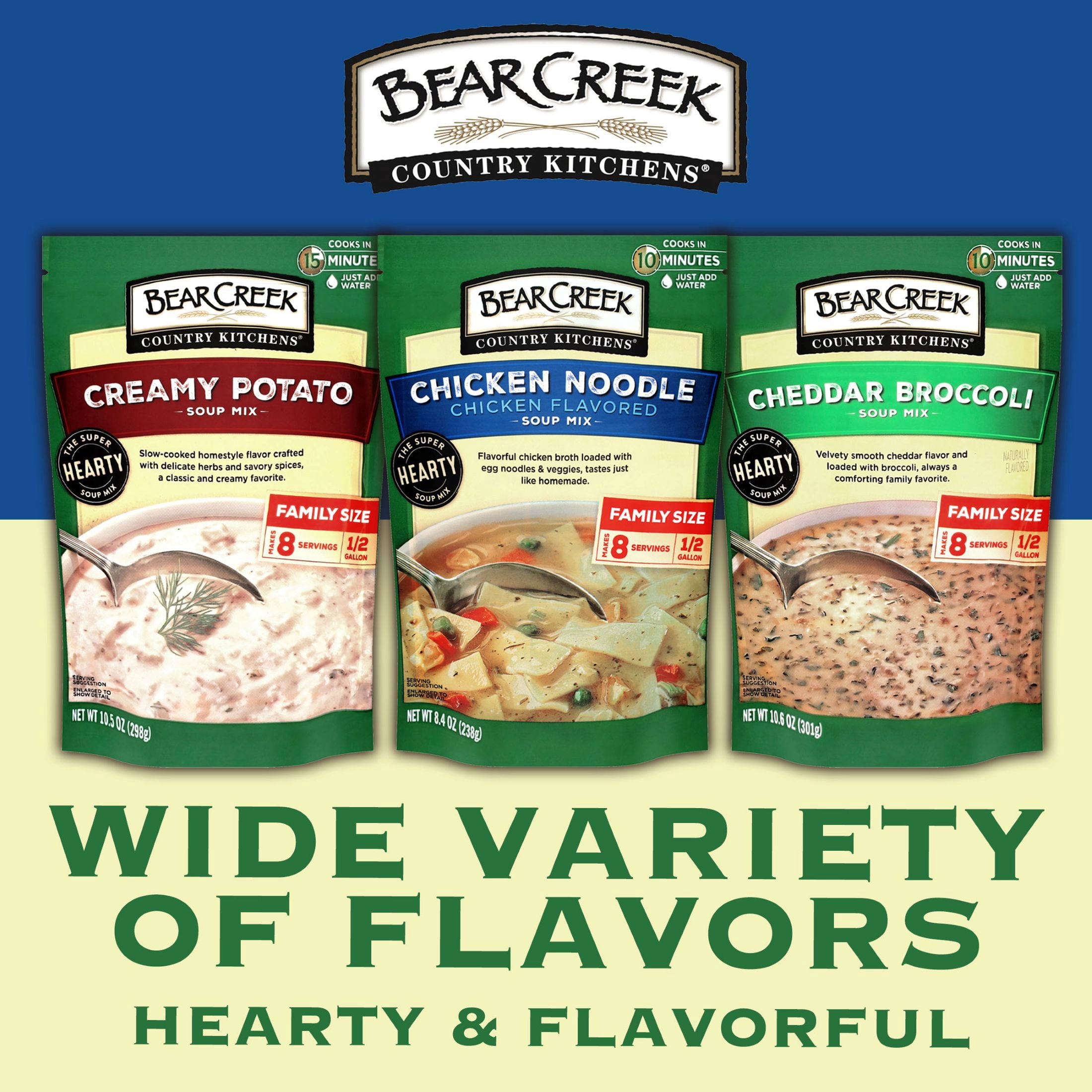 (6 pack) Bear Creek Country Kitchens Chicken Noodle Soup Mix, 8 Servings, Shelf Stable, 8.4oz Pouch
