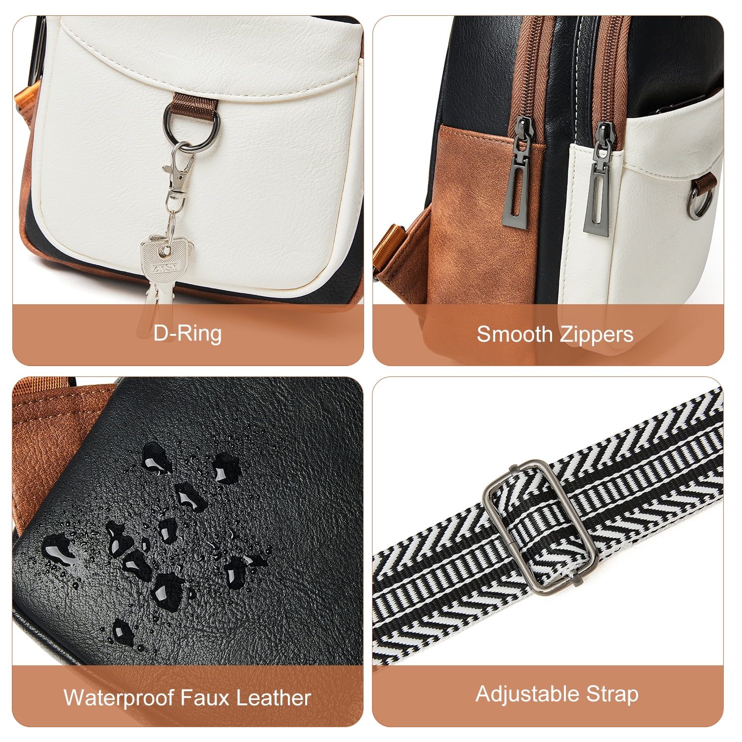 7L Crossbody Sling Bag, Anti-Theft Travel Chest & Belt Bag for Women and Men, Faux Leather
