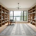 thumbnail image 2 of ODIKA 9'x12' Gray Cream Southwestern Geometric Striped Washable Area Rug Diamond Motif Pattern with Aztec Inspired Non-Shedding, Easy Care for Master Suite, California King, Under Bed, 2 of 7