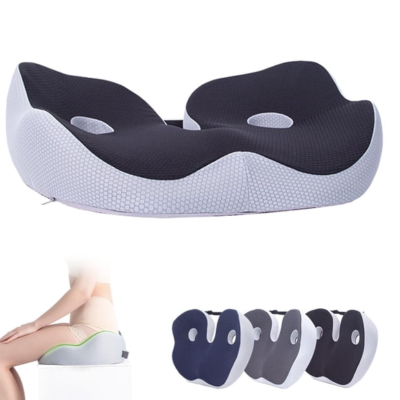 Seat Cushion, Seat Cushion for Sit Bone and Back Pain Relief, Butt, Tailbone, Hip, Hamstring, Posture Support - Memory Foam Comfort Ischial Tuberosity Pillow (Black)