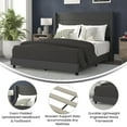 thumbnail image 4 of Merrick Lane Modern Full Platform Bed with Padded Channel Stitched Charcoal Faux Linen Upholstered Wingback Headboard and 8.6" Underbed Clearance, 4 of 11