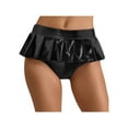 thumbnail image 1 of Miaeowve Womens Shiny Metallic Mini Skirt Pleated Hem Disco Hot Pants For Rave Party Night Club Black M, 1 of 5