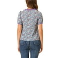 thumbnail image 3 of INSPIRE CHIC Women's Vintage Floral Contrast Color Lace Square Neck Blouse Top, 3 of 5