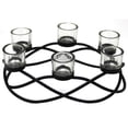 thumbnail image 3 of Seraphic Iron Oval Table Decor Centerpiece Decorations Candle Holder for Weddings, Patio, Kitchen, Dining Room, and Coffee Tables, Glass Votive Tealight Holders, Black, 6 Clear Chunky Cups, 3 of 4