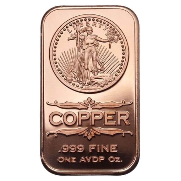1 oz St Gaudens Design Copper Bar .999 Fine