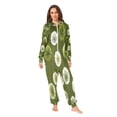 thumbnail image 2 of 1 Piece Adult Onesie Pajamas Cozy & Loose-Fit Sleepsuit Loungewear with Pockets Green Dandelions Pattern X-Small, 2 of 7