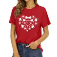 thumbnail image 2 of Chemises de Vacances pour Femmes Col Rond Manches Courtes Mode Imprimé Cœur T-Shirt Ample Léger Confortable Doux Chandail Tenues Rouge m, 2 of 4