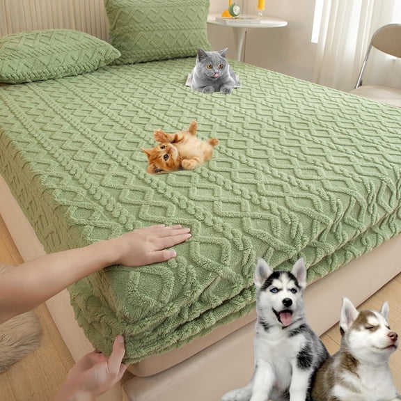 Elastic Bed Sheets, Fuzzy Warm Flannel Fitted Sheet with Deep Pocket for Winter, Soft and Snug Fit, Easy Care Machine Washable,Multiple Sizes