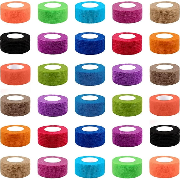 30 Rolls Self Adherent Wrap Stretch Bandages Self Adhesive Bandage Wrap 2 inch Self Stick Bandage Wrap Tape for Wrist Ankle Swelling Sprains (Black)