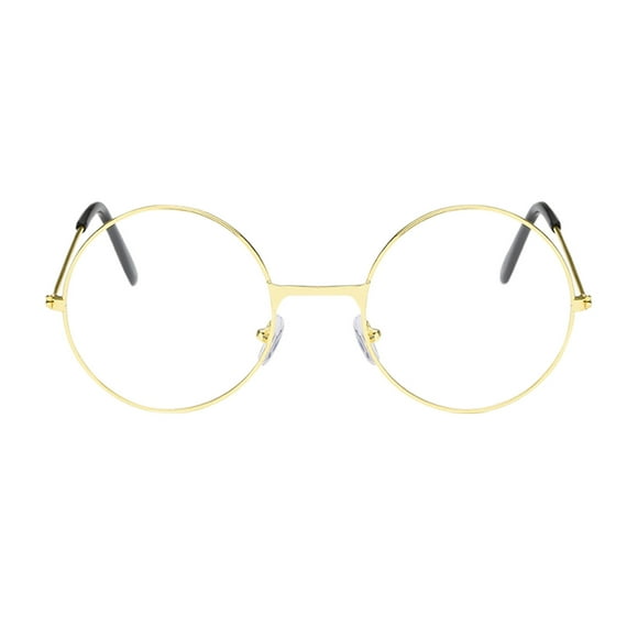 WTXUE Glasses, Adults Metal Frame Glasses with Clear Fashion Unisex Classic Metal Frame Rounded Glasses, Gold