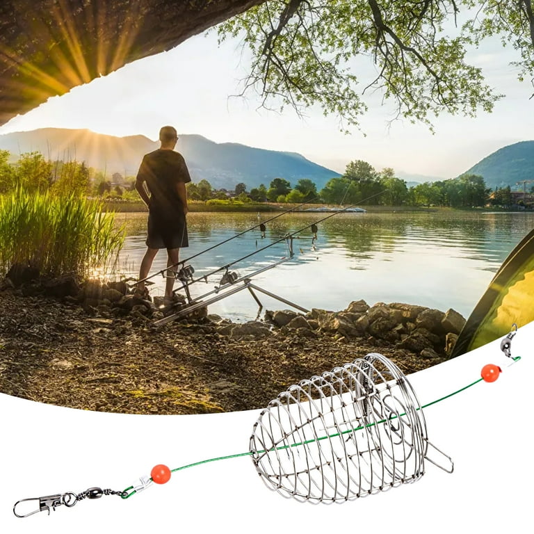 Mightlink Fishing Bait Cage Reusable Compact Size Rust-proof Wear-resistant with Spring Increase Fishing Rate Stainless Steel Angling Lure Feeder Carp