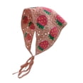 thumbnail image 2 of COM1950s Hand Crocheted Head Scarf for Women, Triangular Turban Hat with Flower Design, Cute Tie Hair Accessory for Daily Use and Outdoor Activities, Made From Soft Cotton and Linen Blend, 2 of 4