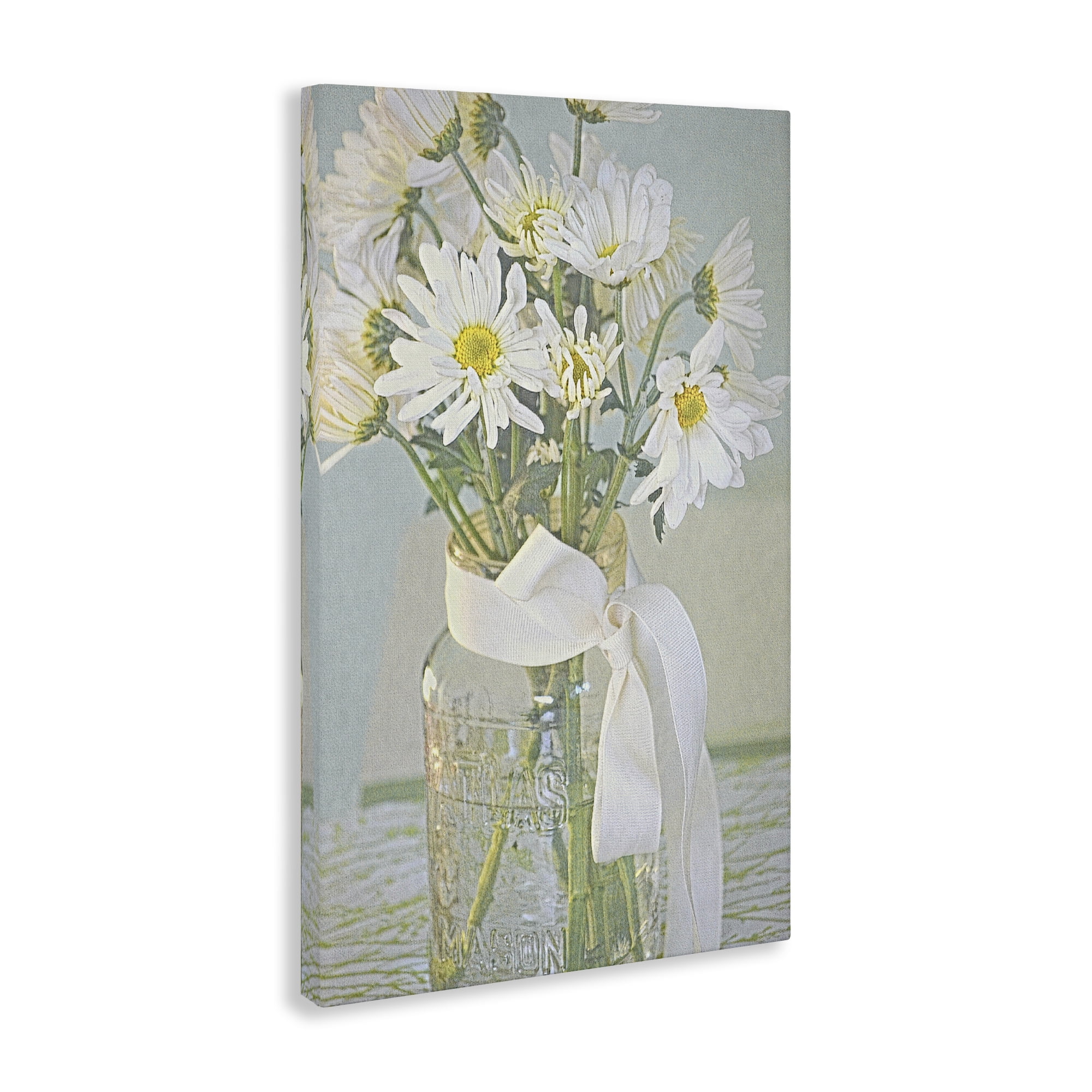 Stupell Industries Faded Daisies Jar Botanical & Floral Painting Gallery Wrapped Canvas Art Print Wall Art, 20 x 30