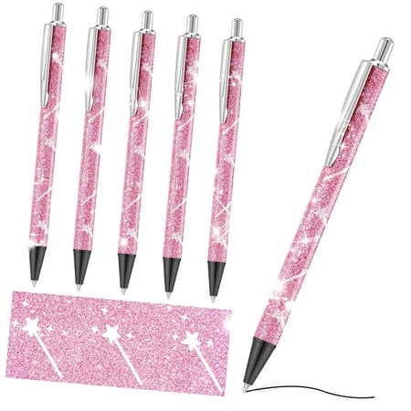 Hyjoy 6 Pcs 5.5 Inch Glitter Party Decorations for Teens and Adults, Classroom Supplies (Rose, Fairy Wand Design)