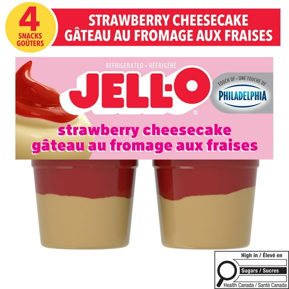 Jell-O Refrigerated Pudding Snacks, Strawberry Cheesecake, 4 Pack