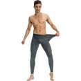 thumbnail image 3 of Active Men's Full Length Seamless Compression Leggings with Smooth Wide Waistband and Second-Skin Fit - Medium, Gray, 3 of 5