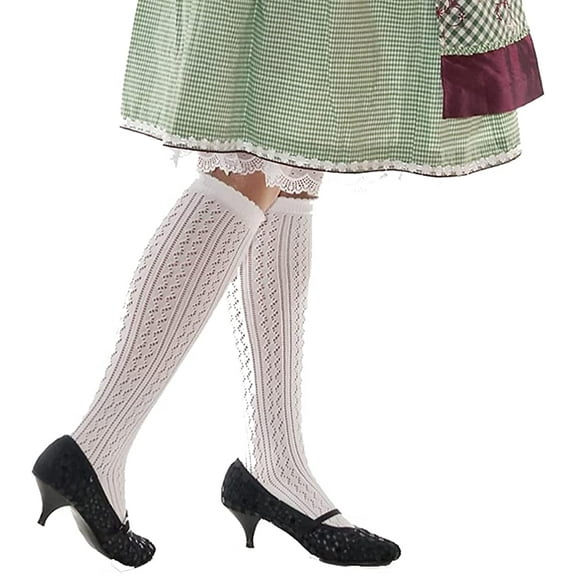 Women's Costume German Dirndl Oktoberfest Knee High Socks Lacy White 3473 Size 8-12