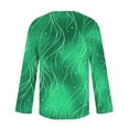 thumbnail image 4 of Womens Button Shirts Long Sleeve Shirt Fashion Floral Printed Blouses Casual Button-Up Loose Dressy T-shirt V-Neck Lapel Pullover Top Green L, 4 of 5