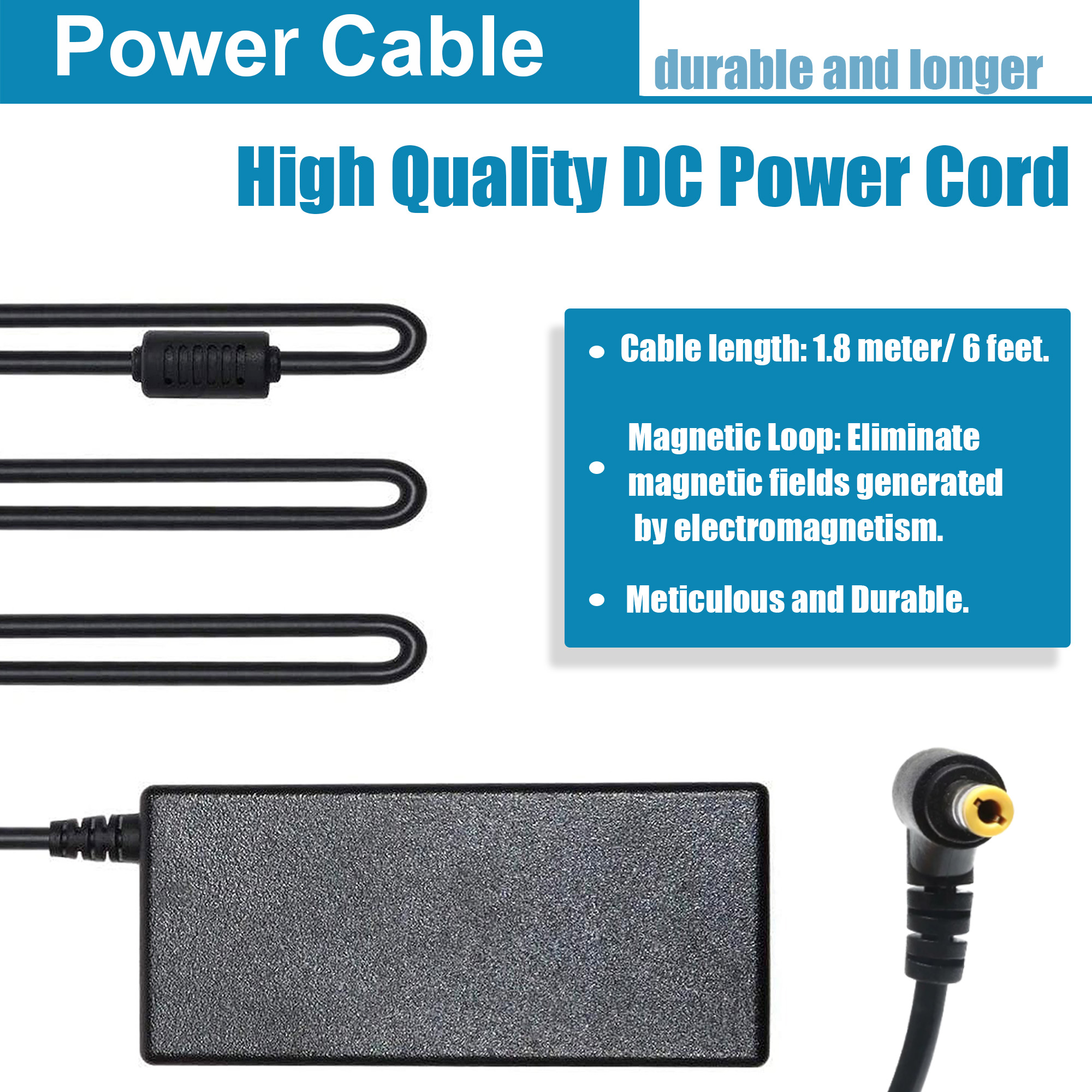 19V Power Cord for HP Pavilion 22bw 22cwa 23bw 23cw 23er 23es 23xw 25er 25es 27bw 27es 27er 27xi 27xw IPS LED Backlit Monitor20 21.5 23 23.8 25 27 Inches