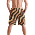 thumbnail image 3 of Dailycode Men's Quick Dry Swim Trunks Beach Shorts Casual Summer Board Shorts with Pockets, Abstract Decorative Wavy, 3 of 8