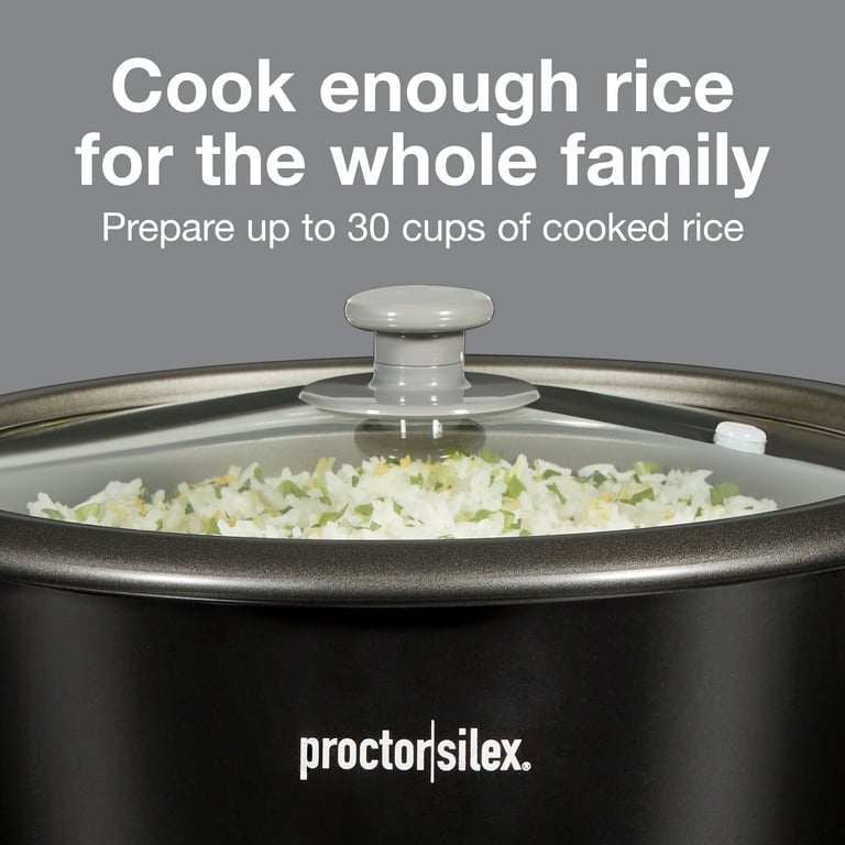 Proctor Silex Rice Cooker and Food Steamer, 30 Cups Cooked (15 Uncooked),  Extra-Large Capacity, Includes Accessories, Black, 37555