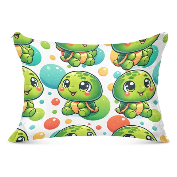Plush Pillow Cases Standard Size Ultra Soft Warm Pillowcases with Zipper Baby Turtle and Ball 20"x26"