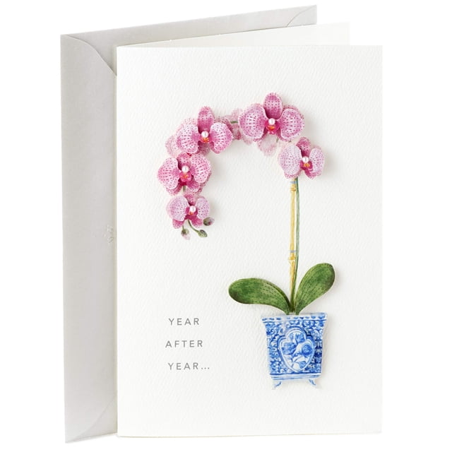 Tarjeta de cumpleaños Hallmark Signature for Her Orchid Design