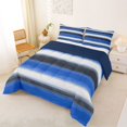 thumbnail image 2 of Homewish Blue Horizontal Lines Queen Comforter Set,Geometric Abstract Comforter Sets Queen,Navy Blue Reversible,3 Pieces,1 Comforter and 2 Pillowcases, 2 of 7