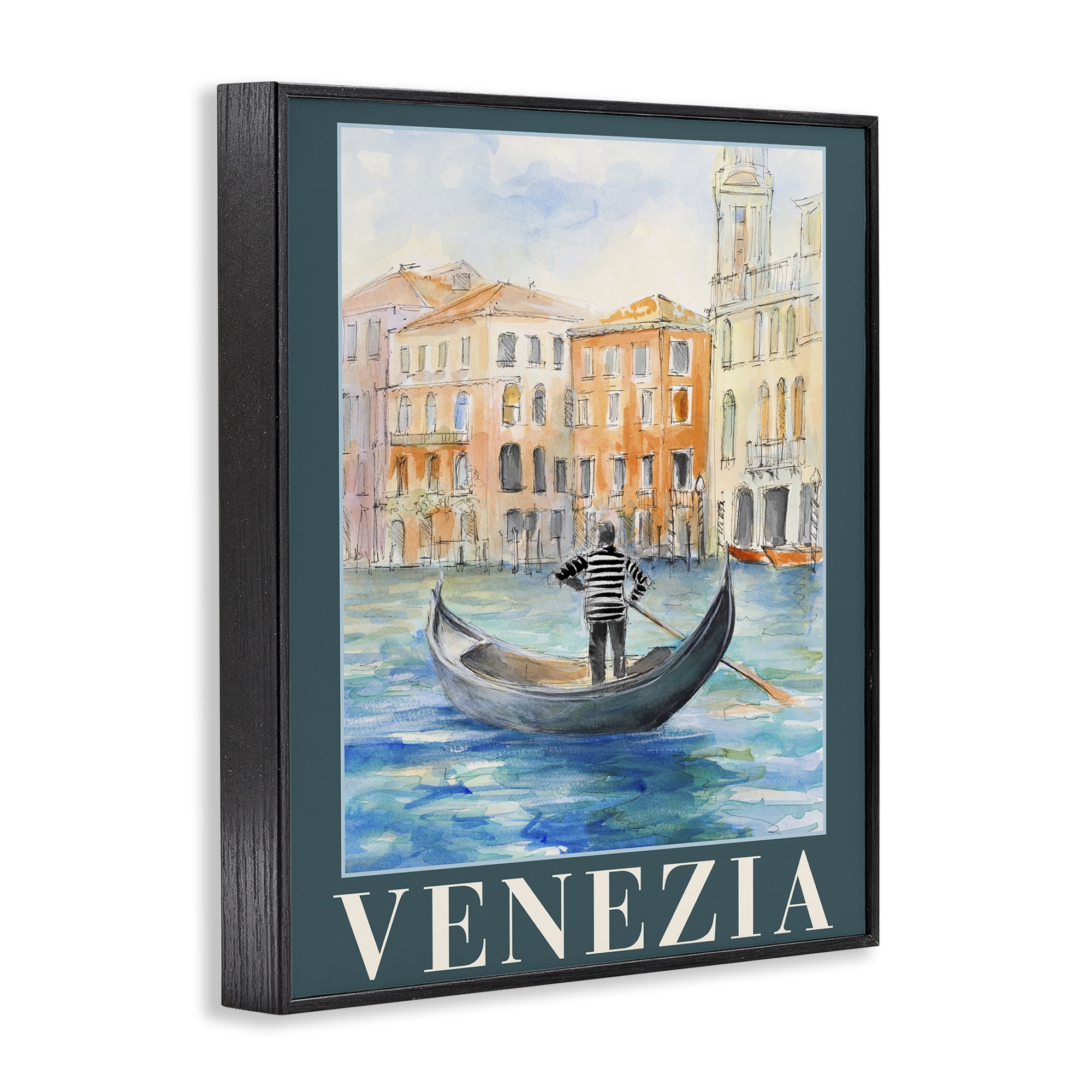 Stupell Industries Venezia Gondola View Black Framed Giclee Art, design by Lanie Loreth