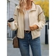 thumbnail image 4 of Chaqueta Corta con Cuello Alto y Cremallera para Mujer, Abrigo Grueso y Cálido de Otoño, A . Albaricoque M, 4 of 10