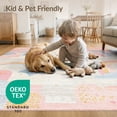 thumbnail image 4 of ODIKA 8'x10' Washable Area Rug Pink Boho Scallop Border Whimsical Scattered Polka Dot Motifs for Living Room, Under Sectional, Family , Durable, Non-Slip, 4 of 7