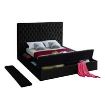 Better Home Products Cosmopolitan Velvet Upholstered Platform Queen Bed in Black
