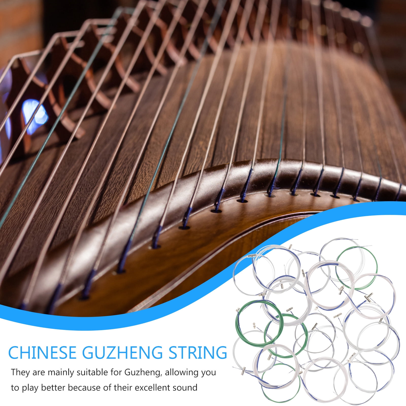 UPKOCH Practical Guzheng String Assorted Color 21Pcs 61.4x0.55in