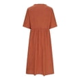 thumbnail image 5 of UVEASISHA Cotton Casual Beach Dresses for Women Short Sleeve V Neck Button Down Shirt Dress Drawstring High Waisted A Line Maxi Dresses Orange S, 5 of 8