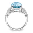 thumbnail image 2 of Sterling Silver Rhodium Light Swiss Blue Topaz Diamond Ring, 2 of 6