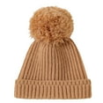 thumbnail image 4 of CYRBOKO Baby Girls Beanies with Pompom, Thermal Cotton Winter Snow Skiing Hats Coffee Size 0-12 Months, 4 of 4