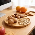 thumbnail image 6 of huayou Natural Bamboo Round 3 Compartment Divided Food Tray, Round Separator Platter for Snack Appetizer Serving Decoration, 6 of 6