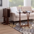 thumbnail image 3 of Pemberly Row Transitional Solid Wood Five Piece Tray Table Set in Hazelnut Brown, 3 of 17