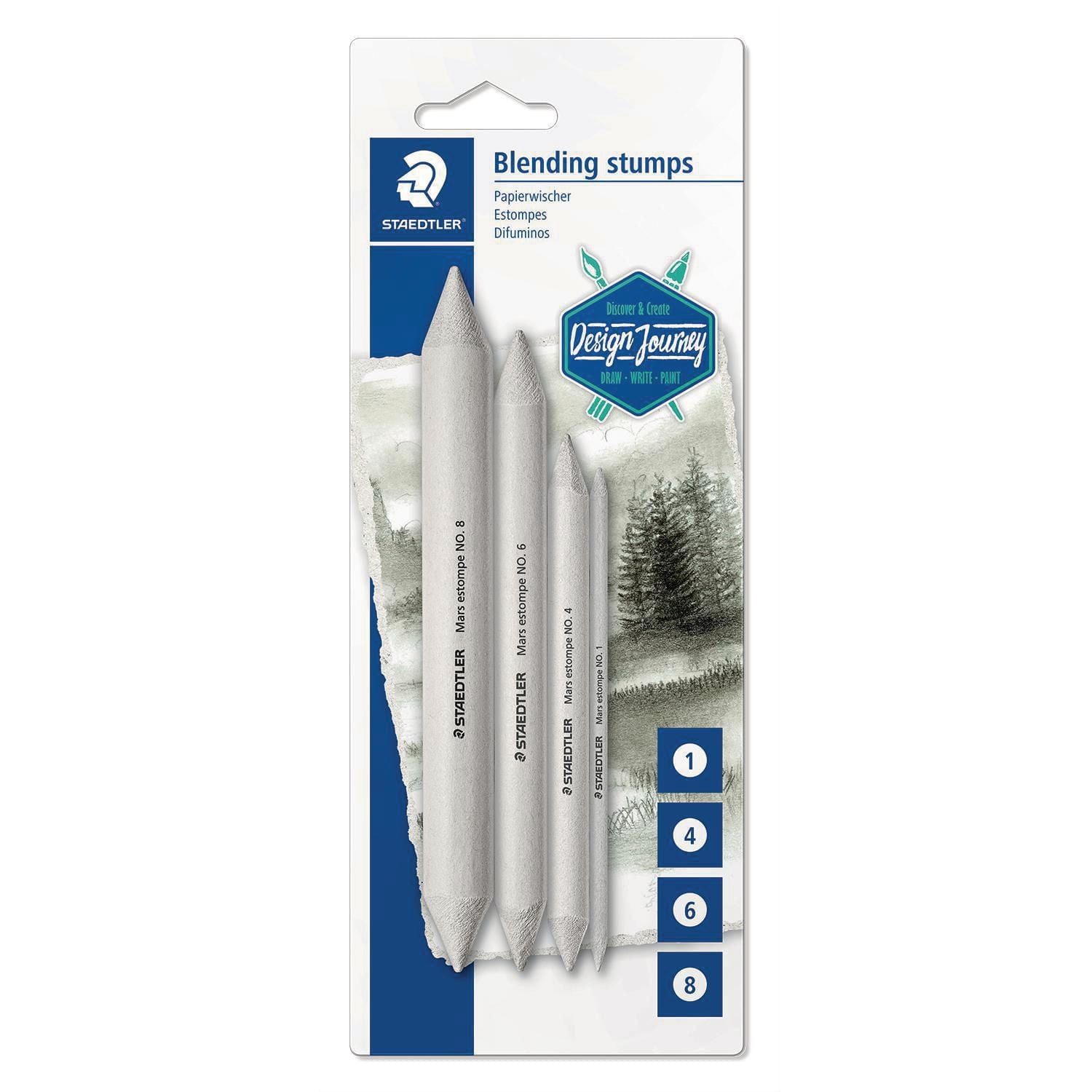 Ensemble d’estompes de Staedtler, pour pastels, graphite, fusain, mélange d’artiste, emballage de 4 tailles assorties, 5426-S BK4 4pcs souche de mélange