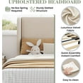 thumbnail image 4 of Twin Bed Frame with Headboad and Wingback, Elegant Vertical Stripe Design Velvet Upholstered Bed Frame with, 4 of 8