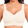 thumbnail image 2 of Siminsem Wireless Full Coverage Plus Size Bra for Older Women Supportive No Underwire Seamless Everyday Comfortable Wide Straps Back Smoothing Lifting Breathable Support Bra, White,L, 2 of 9