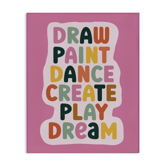 Draw Paint Dance Create Canvas Wall Art, design by Julia Frost