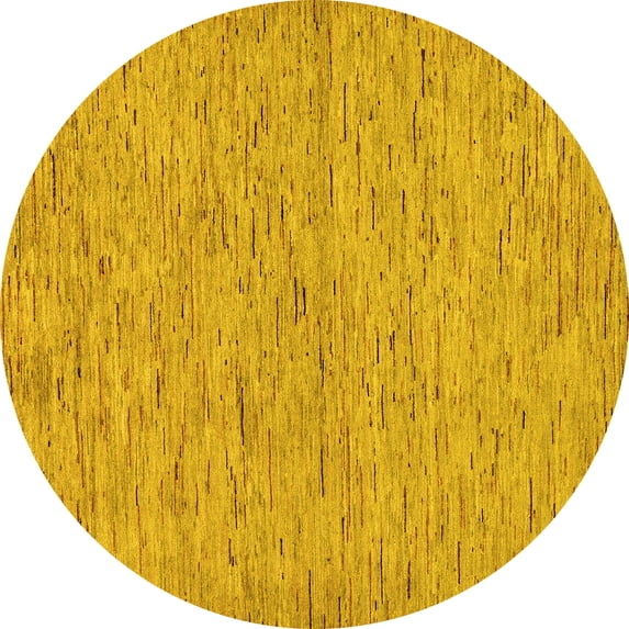 Ahgly Company Indoor Round Abstract Yellow Modern Area Rugs, 7' Round