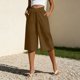 thumbnail image 5 of Pantalones de Pierna Recta de Lino para Mujeres Verano Suelto Color Sólido Cintura Elástica con Bolsillos Pantalones de Pierna Recta Casual, 5 of 6