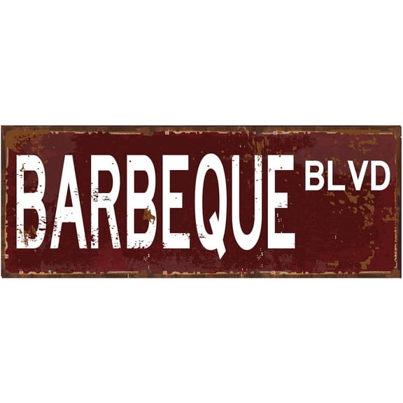 BBQ Blvd Metal Sign