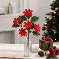 thumbnail image 5 of JeashCHAT Artificial Poinsettia Flowers Christmas Flowers 17.7 inch Faux Red Poinsettia Floral Bouquet for Home Office Vase Decor, Winter Holiday Christmas Decorations, 5 of 8