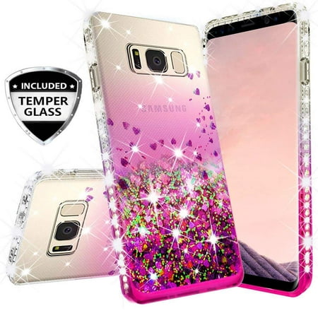 Compatible for Samsung Galaxy Note 5 Case, with [Temper Glass Screen Protector] SOGA Diamond Glitter Liquid Quicksand Cover Cute Girl Women Phone Case
